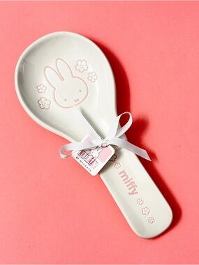 miffy White Ceramic Spoon Rest with Pink Accents